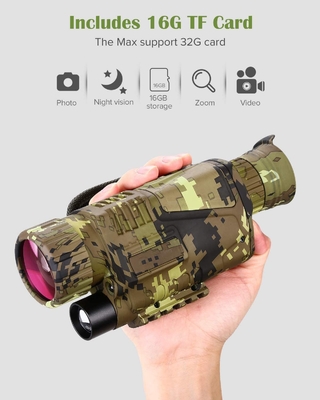 ऑप्टिक्स हैंडहेल्ड नाइट विजन मोनोकुलर स्कोप 5x8 16GB कार्ड के साथ